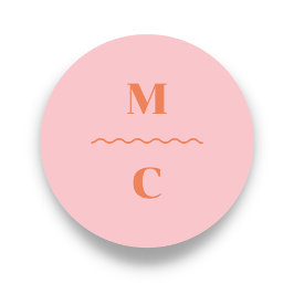 レトロ結婚スクイグルモノグラム ラウンドシール