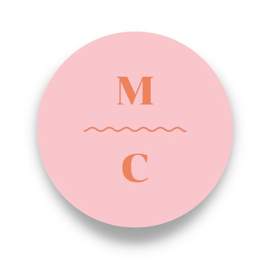 レトロ結婚スクイグルモノグラム ラウンドシール