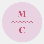 レトロ結婚スクイグルモノグラム ラウンドシール (正面)