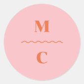 レトロ結婚スクイグルモノグラム ラウンドシール (正面)