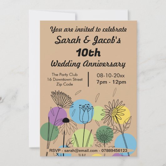 レトロ結婚スタイル記念日 招待状 (正面)