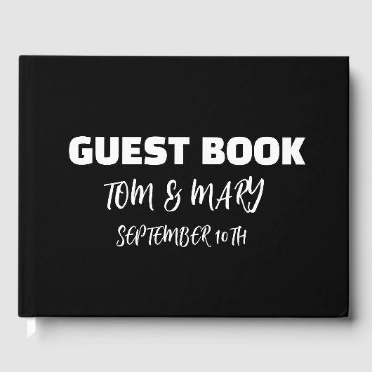 レトロ結婚ズゲストブックブラック&ホワイト ゲストブック (正面)