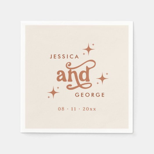 レトロ結婚ズテラコッタボホ スタンダードカクテルナプキン (正面)