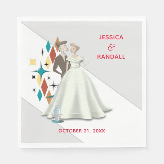 レトロ結婚ズペーパーナプキン スタンダードランチョンナプキン (正面)