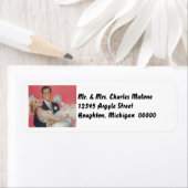 レトロ結婚ハッピーカップル差出人住所ラベル ラベル (インサイチュ)