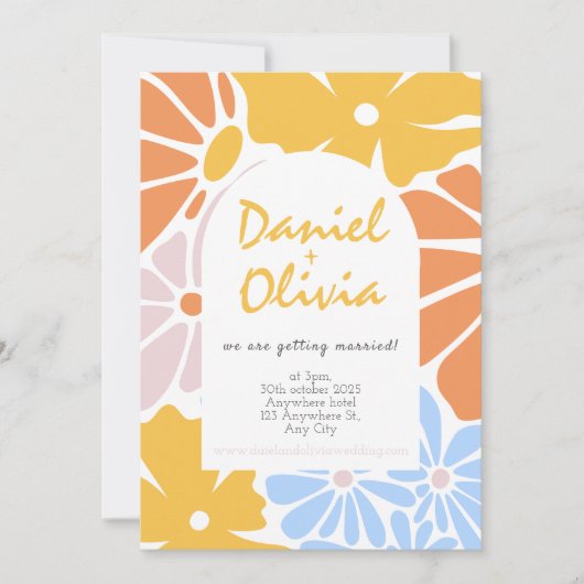 レトロ結婚フローラ 招待状 (正面)