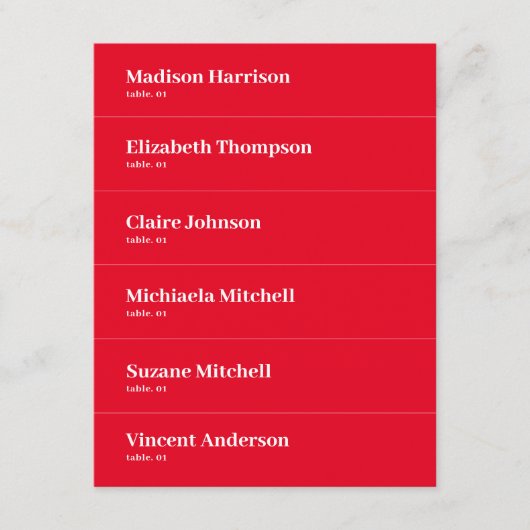 レトロ結婚レッド座席表DIY 招待状 (正面)