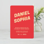 レトロ結婚式招待状カードレッド 招待状 (スタンド正面)