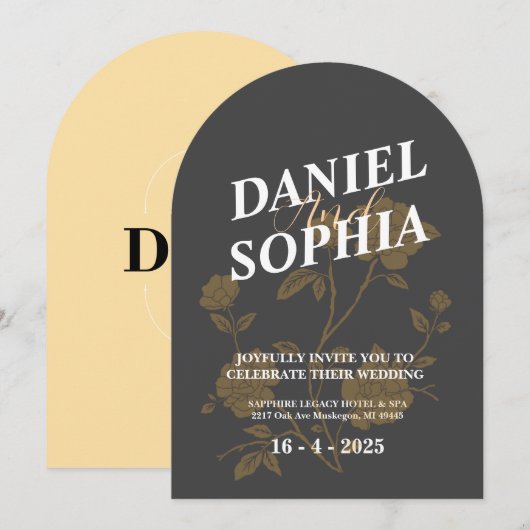 レトロ結婚式招待状花 招待状 (正面/裏面)