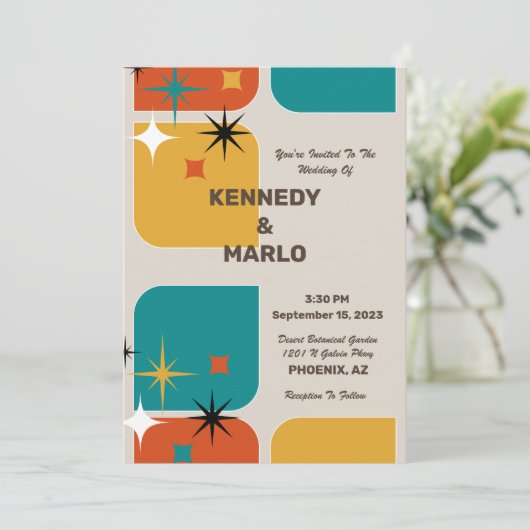 レトロ結婚式招待状 招待状 (スタンド正面)