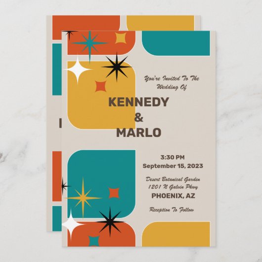 レトロ結婚式招待状 招待状 (正面/裏面)