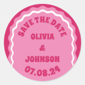 レトロ結婚Arch's Date Save the Date Magenta ラウンドシール (正面)
