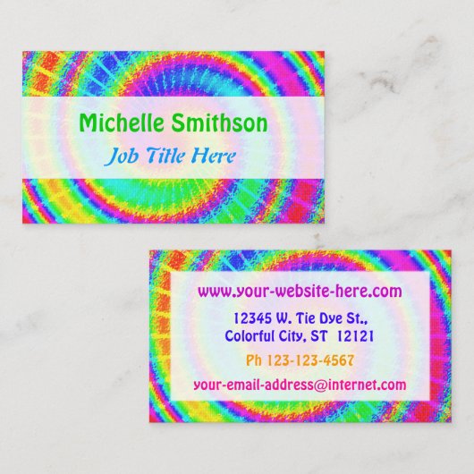 レトロ絞り染めヒッピーサイケデリック 名刺 (正面/裏面)