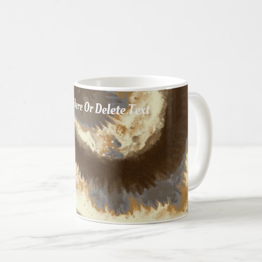 レトロ絞り染めピースラブブラウンクリームマーブルスワール コーヒーマグカップ (正面右)