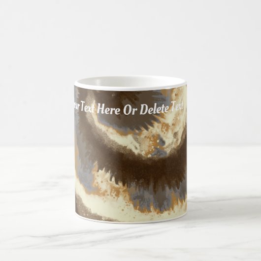 レトロ絞り染めピースラブブラウンクリームマーブルスワール コーヒーマグカップ (中央)