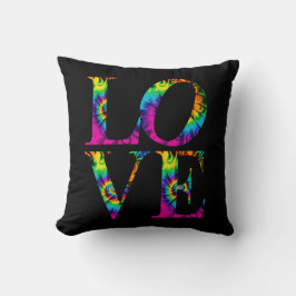 レトロ絞り染めラブタイポグラフィ クッション