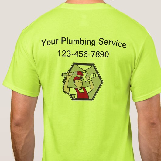 レトロ給排水衛生設備サービスビジネスロゴワークシャツ Tシャツ
