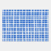 レトロ絵を描の格子模様(青と白) ラッピングペーパーシート (正面3)