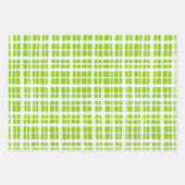 レトロ絵を描ジンガム格子模様ライムグリーン ラッピングペーパーシート (正面2)