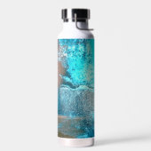 レトロ絵を描ターコイズ及び錆抽象芸術 ウォーターボトル (左面)
