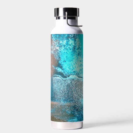 レトロ絵を描ターコイズ及び錆抽象芸術 ウォーターボトル (左面)