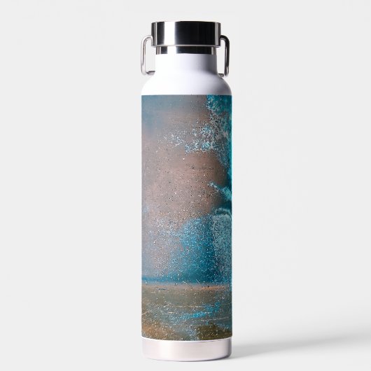 レトロ絵を描ターコイズ及び錆抽象芸術 ウォーターボトル (正面)