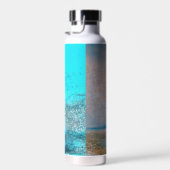 レトロ絵を描ターコイズ及び錆抽象芸術 ウォーターボトル (右面)