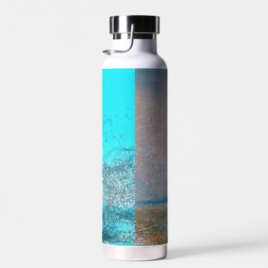 レトロ絵を描ターコイズ及び錆抽象芸術 ウォーターボトル (右面)
