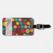 レトロ絵を描水玉模様キャンバス#3 ラゲッジタグ (正面横)