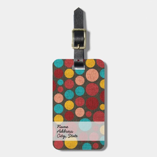 レトロ絵を描水玉模様キャンバス#3 ラゲッジタグ (正面縦)