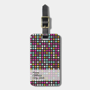 レトロ絵を描水玉模様キャンバス#4 ラゲッジタグ