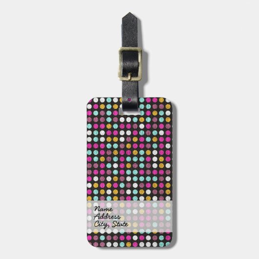 レトロ絵を描水玉模様キャンバス#4 ラゲッジタグ (正面縦)