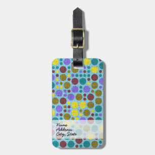 レトロ絵を描水玉模様キャンバス#5 ラゲッジタグ