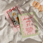 レトロ絵を描60thピックレッドストライプ誕生日 招待状