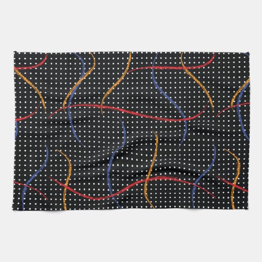 レトロ絵を描（ばちゃばちゃ）跳ねるとドット キッチンタオル (横)