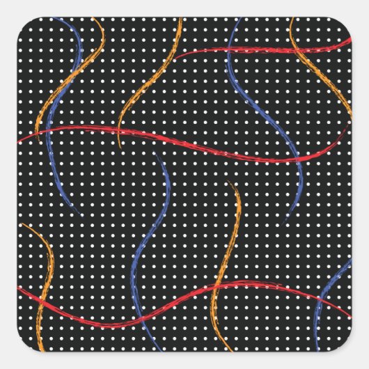 レトロ絵を描(ばちゃばちゃ)跳ねるとドット スクエアシール (正面)