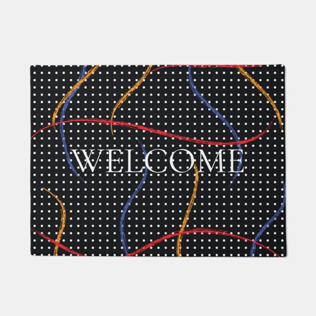 レトロ絵を描（ばちゃばちゃ）跳ねるとドット ドアマット (正面)