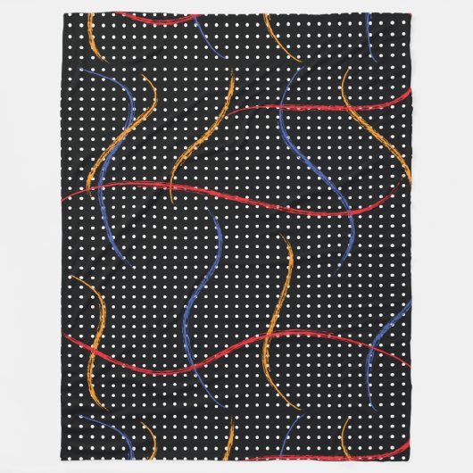 レトロ絵を描（ばちゃばちゃ）跳ねるとドット フリースブランケット (正面)