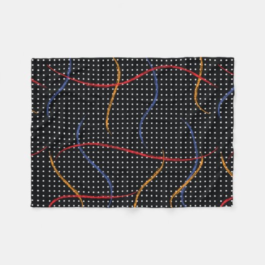 レトロ絵を描（ばちゃばちゃ）跳ねるとドット フリースブランケット (正面(横))