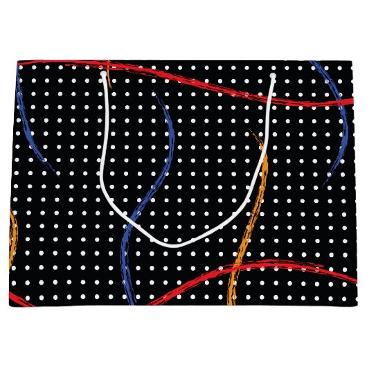 レトロ絵を描（ばちゃばちゃ）跳ねるとドット ラージペーパーバッグ (正面)