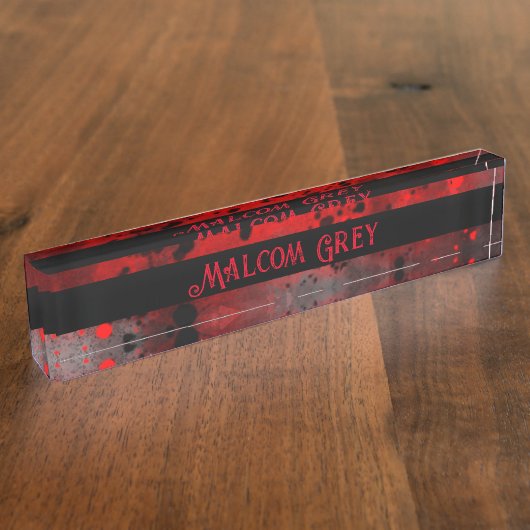 レトロ絵を描（ばちゃばちゃ）跳ねるエフェクト赤と黒 デスクネームプレート (側面)