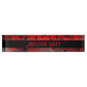 レトロ絵を描（ばちゃばちゃ）跳ねるエフェクト赤と黒 デスクネームプレート (正面)