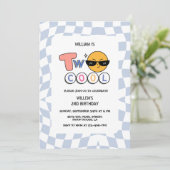 レトロ絵文字クール二波少年2歳の誕生日 招待状 (スタンド正面)