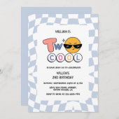 レトロ絵文字クール二波少年2歳の誕生日 招待状 (正面/裏面)