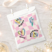 レトロ絵文字スマイル誕生日for girls フェイバーバッグ (クリップ留めされた状態)