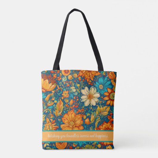 レトロ絵画の孫娘への卒業祝い トートバッグ (裏面)