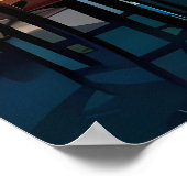 レトロ絵画スタイルカフェでのジャズの演奏 ポスター (角)