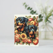 レトロ絵画ロットワイラー ポストカード (スタンド正面)