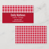 レトロ緋色のギンガ市松模様にム；  名刺 (正面/裏面)