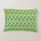 レトロ緑の黄色い三角形の幾何学的パターン アクセントクッション (裏面)